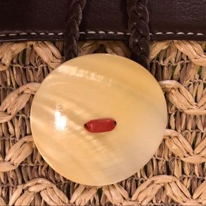 2/$30 Kate Landry Brown Clutch w 2” Shell Button